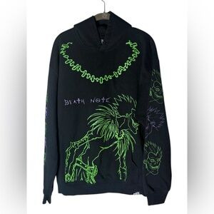 Broken Promises x Death Note Hoodie Black Green Anime Graphic Size L